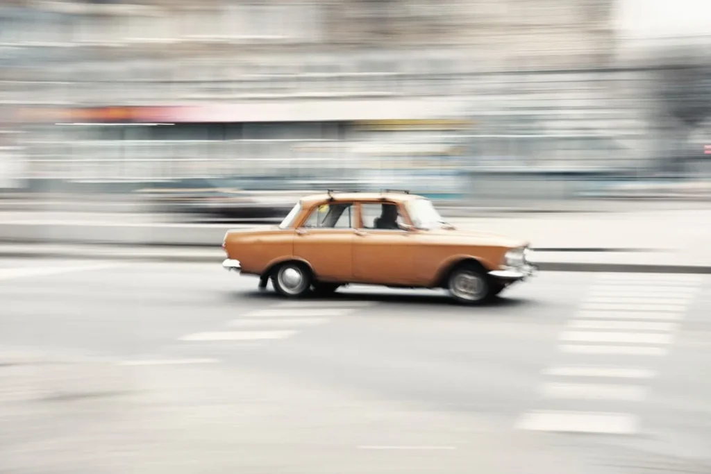 New York taxi speeding around the city